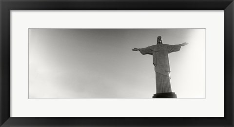Framed Low angle view of Christ The Redeemer, Corcovado, Rio de Janeiro, Brazil (black and white) Print