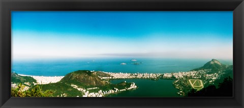 Framed Aerial view of a coast, Corcovado, Rio de Janeiro, Brazil Print