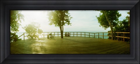 Framed Couple overlooking the ocean at sunset in Morro De Sao Paulo, Tinhare, Cairu, Bahia, Brazil Print