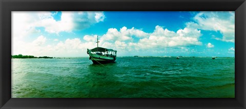 Framed Wooden boat in the ocean, Morro De Sao Paulo, Tinhare, Cairu, Bahia, Brazil Print