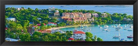 Framed Boats at a harbor, Cruz Bay, St. John, US Virgin Islands Print