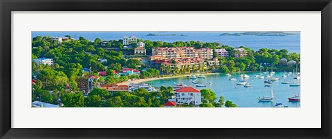 Framed Boats at a harbor, Cruz Bay, St. John, US Virgin Islands Print