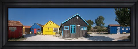 Framed Colorful Shacks, Le Chateau, Oleron, Charente-Maritime, Poitou-Charentes, France Print