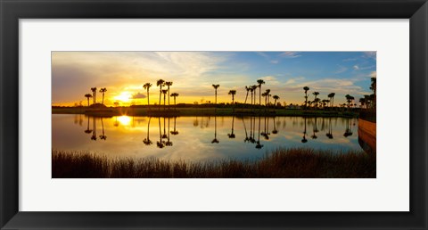 Framed Reflection of trees in water at sunset, Lake Worth, Palm Beach County, Florida, USA Print