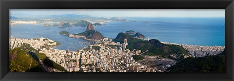 Framed Aerial view of  Guanabara Bay, Rio De Janeiro, Brazil Print