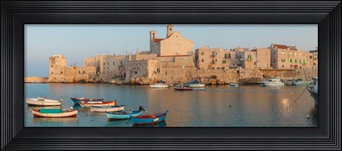 Framed Buildings at the waterfront with boats at harbor, Giovinazzo, Puglia, Italy Print