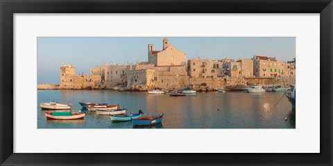 Framed Buildings at the waterfront with boats at harbor, Giovinazzo, Puglia, Italy Print