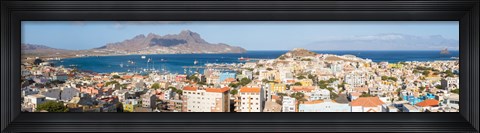 Framed High angle view of city at the waterfront, Mindelo, Sao Vicente, Cape Verde Print