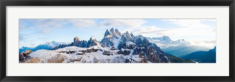 Framed Snow covered mountains, Dolomites, Dolomiti Di Sesto Nature Park, Hochpustertal, Alta Pusteria, South Tyrol, Italy Print