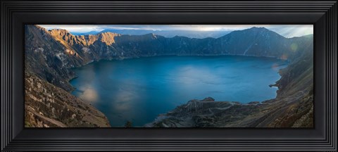 Framed Lake surrounded by mountains, Quilotoa, Andes, Cotopaxi Province, Ecuador Print