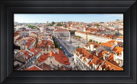 Framed High angle view of the Rossio Square, Lisbon, Portugal Print