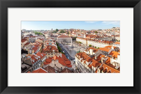 Framed High angle view of the Rossio Square, Lisbon, Portugal Print