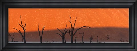 Framed Dead trees in dry clay pan, Dead Vlei, Sossusvlei, Namib-Naukluft National Park, Namibia Print