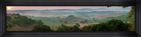 Framed High angle view of the valley at sunset, Val d&#39;Orcia, Tuscany, Italy Print
