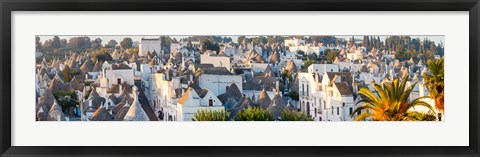 Framed High angle view of trulli houses in town of Alberobello, Bari Province, Puglia, Italy Print