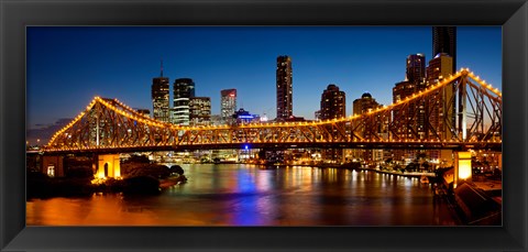 Framed Bridge across a river, Story Bridge, Brisbane River, Brisbane, Queensland, Australia Print