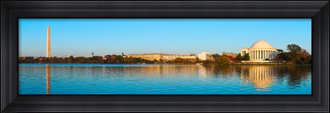 Framed Jefferson Memorial and Washington Monument at dusk, Tidal Basin, Washington DC, USA Print