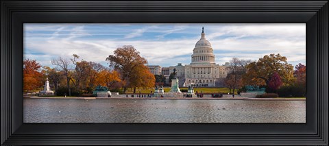 Framed Fall view of reflecting pool and the Capitol Building, Washington DC, USA Print