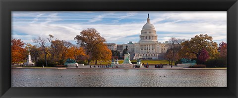 Framed Fall view of reflecting pool and the Capitol Building, Washington DC, USA Print