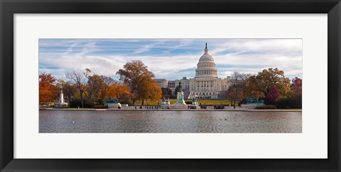 Framed Fall view of reflecting pool and the Capitol Building, Washington DC, USA Print