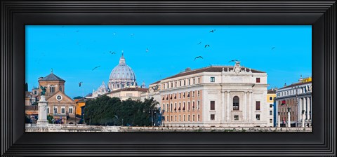 Framed St. Peter&#39;s Basilica in Vatican City, Ponte Sant Angelo, Rome, Lazio, Italy Print