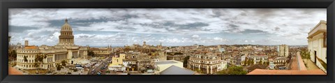 Framed Aerial view of a city, Havana, Cuba Print