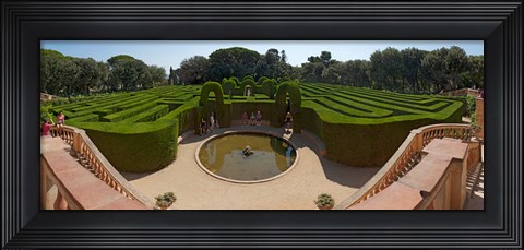 Framed High angle view of a formal garden, Horta Labyrinth Park, Horta-Guinardo, Barcelona, Catalonia, Spain Print