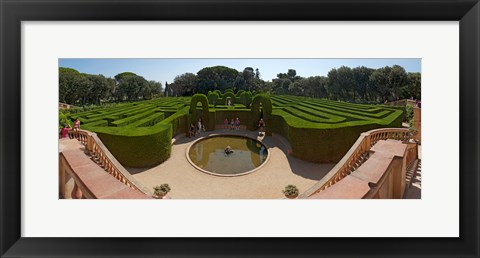 Framed High angle view of a formal garden, Horta Labyrinth Park, Horta-Guinardo, Barcelona, Catalonia, Spain Print