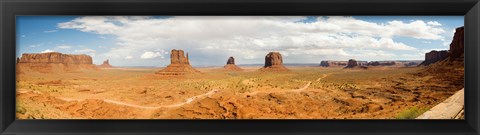 Framed Buttes in a desert, The Mittens, Monument Valley Tribal Park, Monument Valley, Utah, USA Print