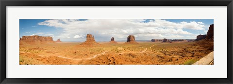 Framed Buttes in a desert, The Mittens, Monument Valley Tribal Park, Monument Valley, Utah, USA Print