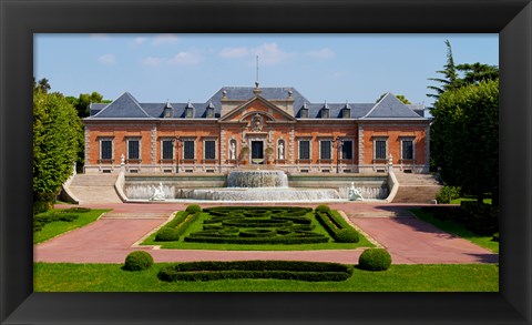 Framed Facade of a palace, Palauet Albeniz, Montjuic, Barcelona, Catalonia, Spain Print