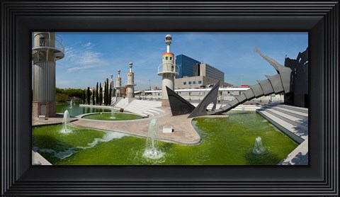 Framed Fountains in Spain Industrial Park, Barcelona, Catalonia, Spain Print