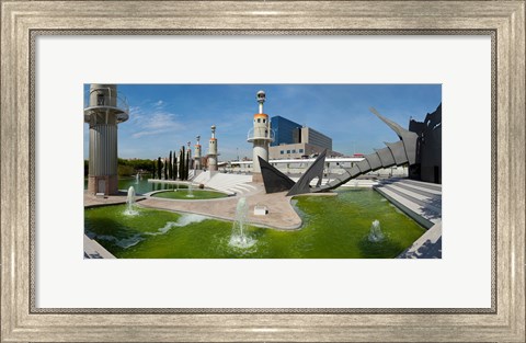 Framed Fountains in Spain Industrial Park, Barcelona, Catalonia, Spain Print