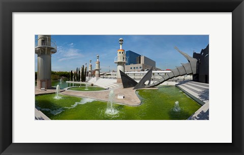 Framed Fountains in Spain Industrial Park, Barcelona, Catalonia, Spain Print