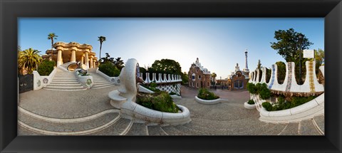 Framed Park Guell, Barcelona, Catalonia, Spain Print