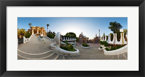 Framed Park Guell, Barcelona, Catalonia, Spain Print