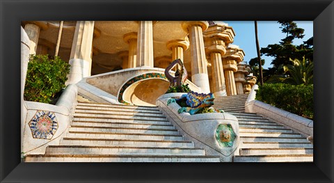 Framed Steps at Park Guell, Barcelona, Catalonia, Spain Print