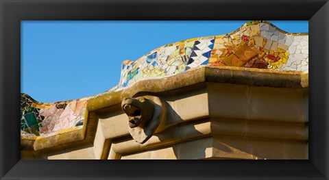 Framed Architectural detail of a building, Park Guell, Barcelona, Catalonia, Spain Print