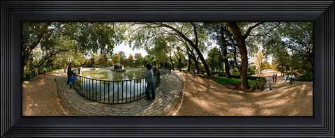 Framed Tourists at a public park, Buen Retiro Park, Madrid, Spain Print