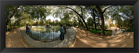 Framed Tourists at a public park, Buen Retiro Park, Madrid, Spain Print