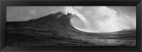 Framed Waves in the sea, Maui, Hawaii (black and white) Print
