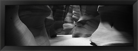 Framed Rock formations in Black and White, Antelope Canyon, Arizona Print