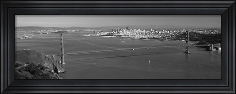 Framed Golden Gate Bridge, San Francisco (black &amp; white) Print