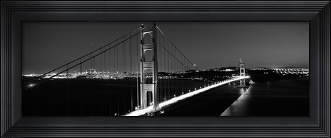 Framed Golden Gate Bridge at Dusk, San Francisco (black &amp; white) Print