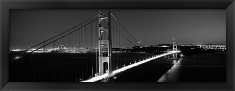 Framed Golden Gate Bridge at Dusk, San Francisco (black &amp; white) Print