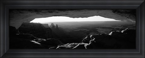Framed Mesa arch at sunrise in black and white, Canyonlands National Park, Utah Print