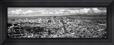 Framed San Francisco as Viewed from Twin Peaks (black &amp; white) Print