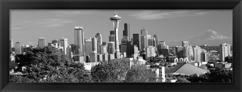 Framed View of city in black and white, Seattle, King County, Washington State, USA 2010 Print