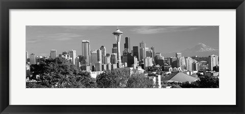 Framed View of city in black and white, Seattle, King County, Washington State, USA 2010 Print