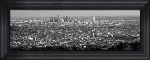 Framed Black and White View of Los Angeles from a Distance Print